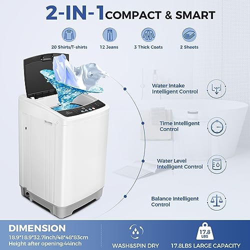 Nictemaw 17.8Lbs Portable Washing Machine with 10 Programs