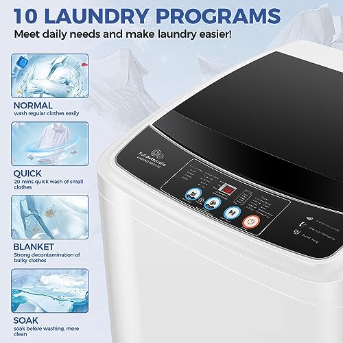 Nictemaw 17.8Lbs Portable Washing Machine with 10 Programs