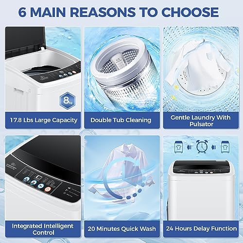 Nictemaw 17.8Lbs Portable Washing Machine with 10 Programs