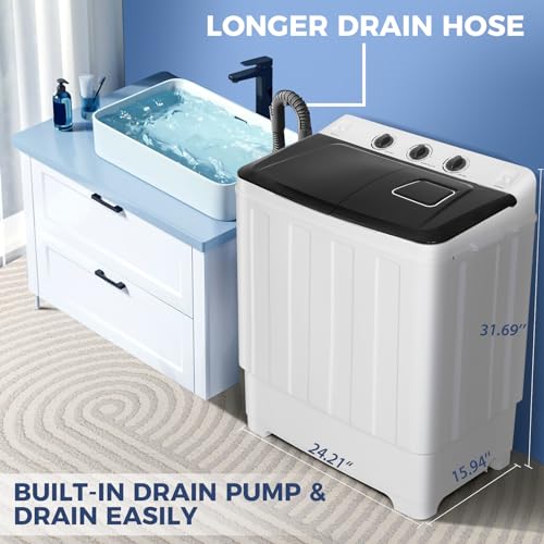 Compact Twin Tub Portable Washing Machine 30lbs Capacity