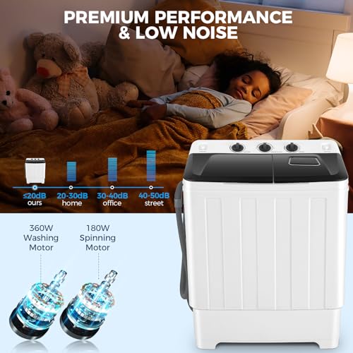 Compact Twin Tub Portable Washing Machine 30lbs Capacity
