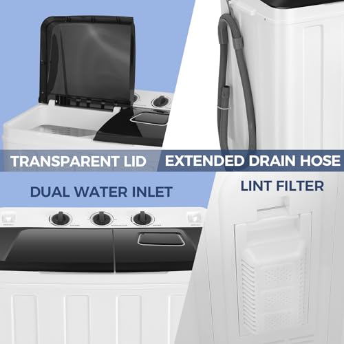 Compact Twin Tub Portable Washing Machine 30lbs Capacity