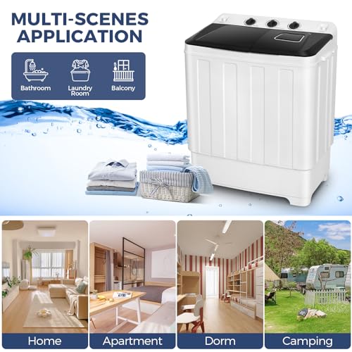 Compact Twin Tub Portable Washing Machine 30lbs Capacity