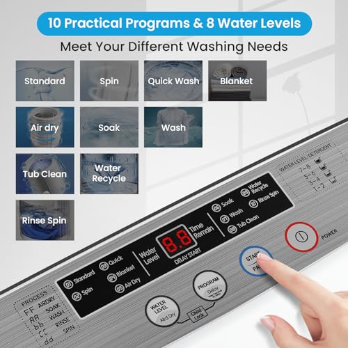 Compact 1.8Cu.ft Portable Washing Machine with 10 Programs