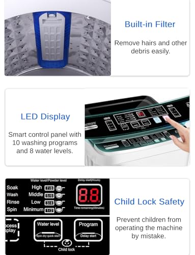 Compact Full Automatic Portable Washing Machine 17.8Lbs