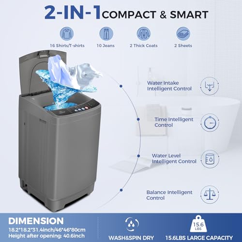 Compact Full Automatic Portable Washing Machine 15.6 lbs
