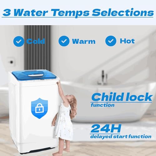 Nictemaw Portable Washing Machine, 17.8 lbs, Blue/White