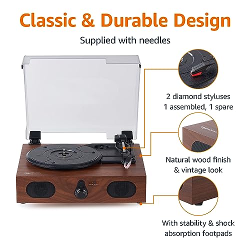 Vinyl Turntable with Bluetooth and Built-in Speakers