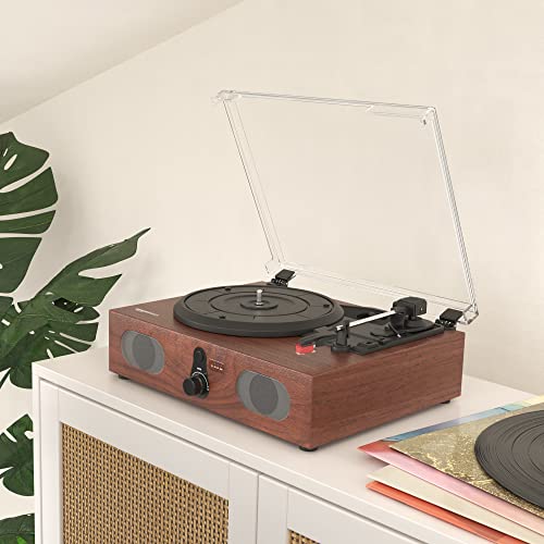 Vinyl Turntable with Bluetooth and Built-in Speakers