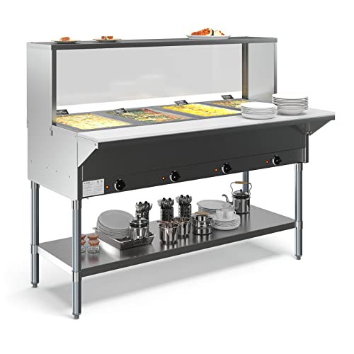 Electric Stainless Steel 4-Pan Food Warmer Table