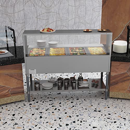 Electric Stainless Steel 4-Pan Food Warmer Table