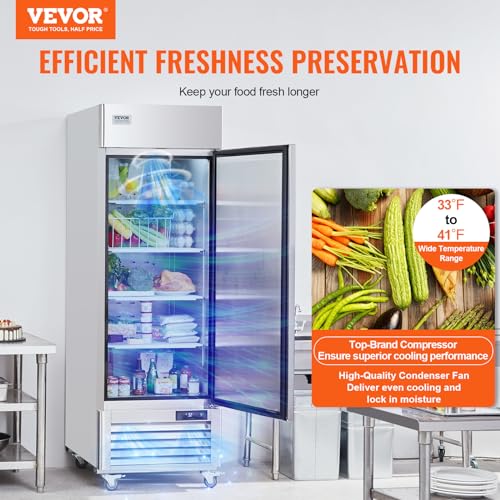 VEVOR 19.32 Cu.ft Stainless Steel Reach-In Refrigerator