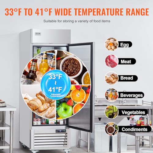 VEVOR 19.32 Cu.ft Stainless Steel Reach-In Refrigerator