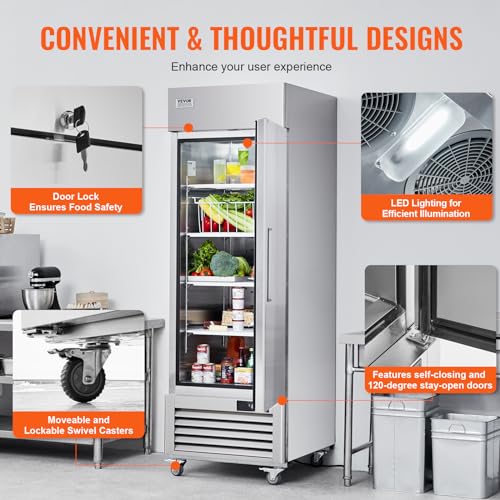 VEVOR 19.32 Cu.ft Stainless Steel Reach-In Refrigerator