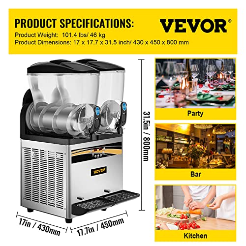 VEVOR 15L Dual Tank Slushy Machine for Margaritas