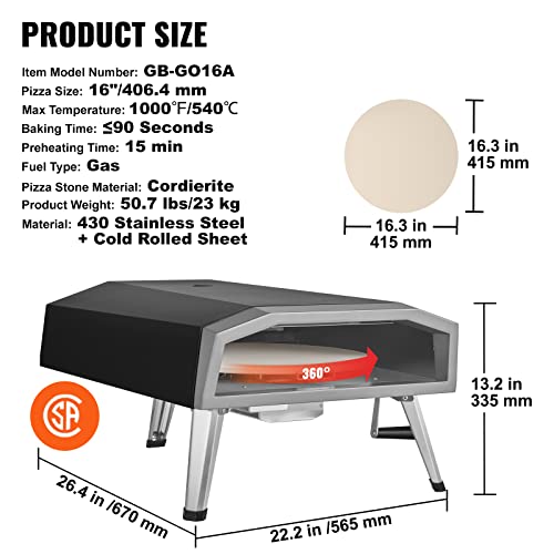 VEVOR 16-Inch Gas Outdoor Pizza Oven