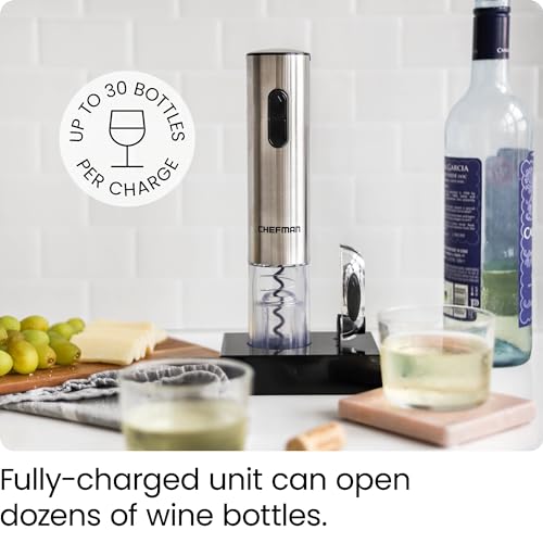 Chefman Automatic Electric Wine Opener with Foil Cutter