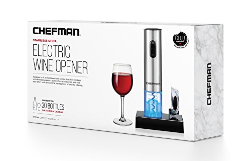 Chefman Automatic Electric Wine Opener with Foil Cutter
