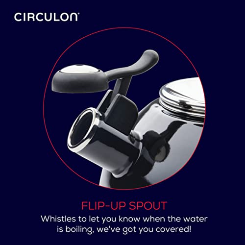 Circulon Black Whistling Teakettle with Flip-Up Spout