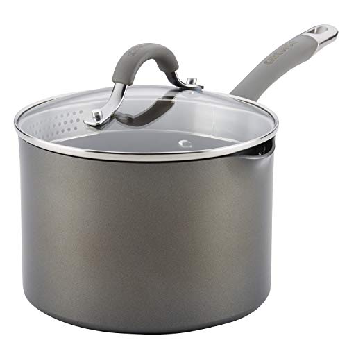 Circulon 3-Qt Hard Anodized Saucepan with Pour Spouts