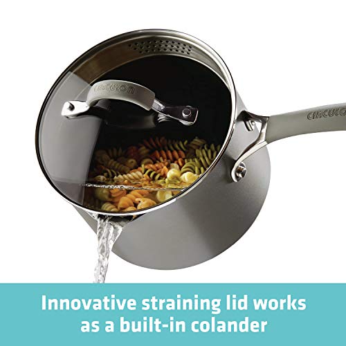 Circulon 3-Qt Hard Anodized Saucepan with Pour Spouts