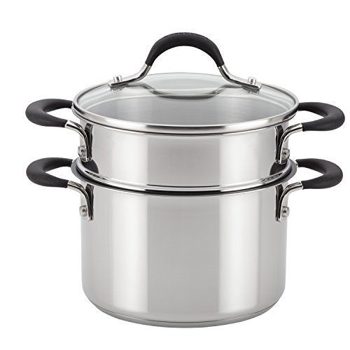 Circulon Momentum 3-Quart Stainless Steel Saucepan with Steamer