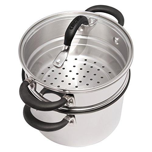 Circulon Momentum 3-Quart Stainless Steel Saucepan with Steamer