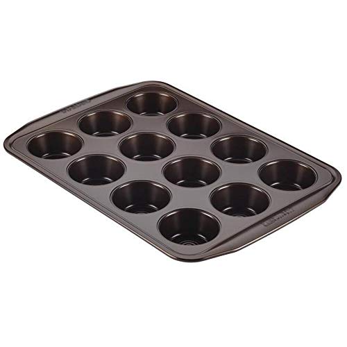 Circulon Nonstick 12-Cup Muffin Tin, Brown Steel