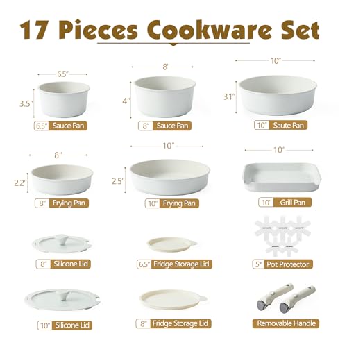 SENSARTE Nonstick 17-Piece Induction Cookware Set