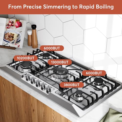 Empava 36" Gas Stove Cooktop with 5 Burner