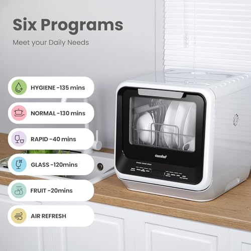 Portable Countertop Dishwasher with 6 Programs