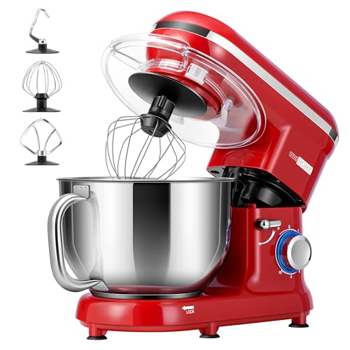 VIVOHOME 660W 6 Quart Electric Stand Mixer, Red
