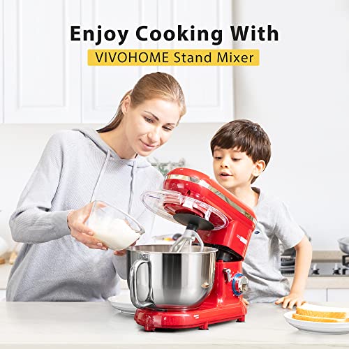 VIVOHOME 660W 6 Quart Electric Stand Mixer, Red