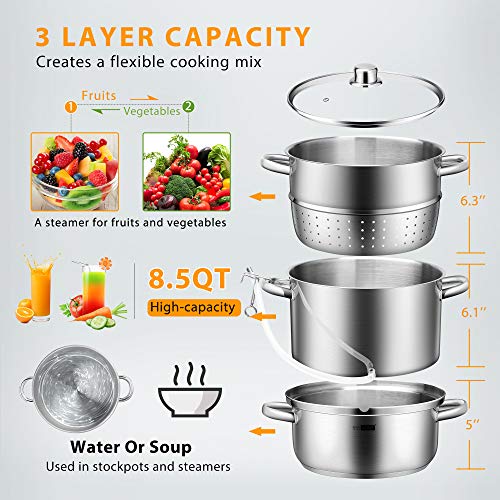 VIVOHOME 24cm Stainless Steel Juice Steamer Pot