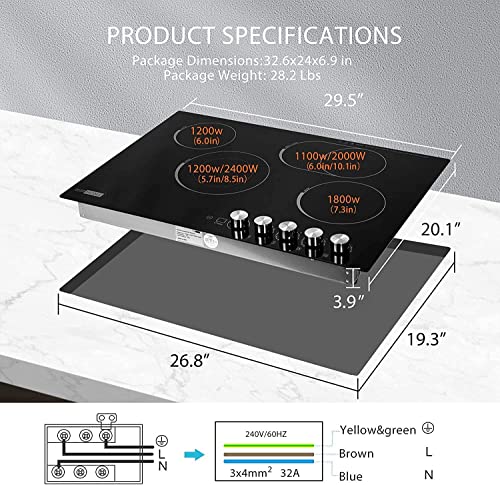 VIVOHOME 29" 4-Burner Electric Radiant Cooktop