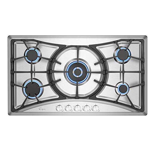 Empava 36" Gas Stove Cooktop, 5 Sabaf Burners