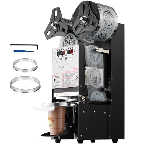 VEVOR 500-650 Cups/H Automatic Cup Sealer Machine, Black
