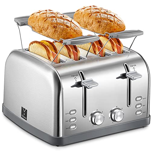 Yabano 4-Slice Stainless Steel Toaster with Wide Slots