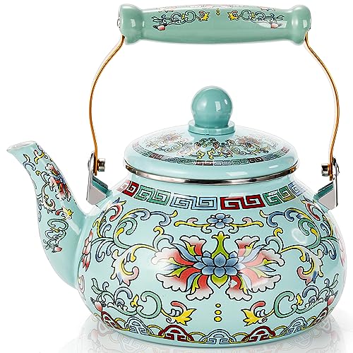 Vintage Floral 2.6 Quart Enamel Tea Kettle