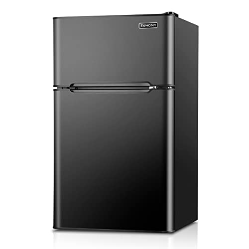 Compact Black Mini Fridge with Freezer for Storage