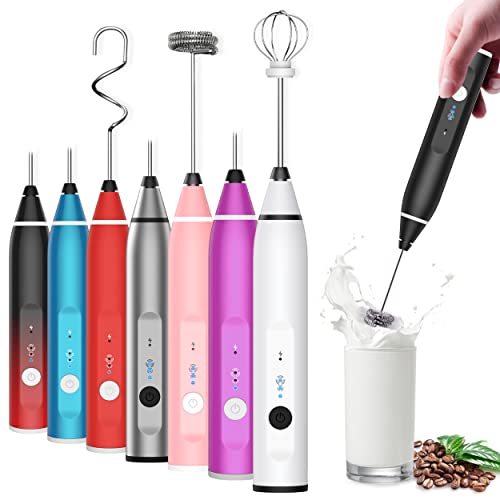 Rechargeable Electric Milk Frother with 3 Speeds - Black