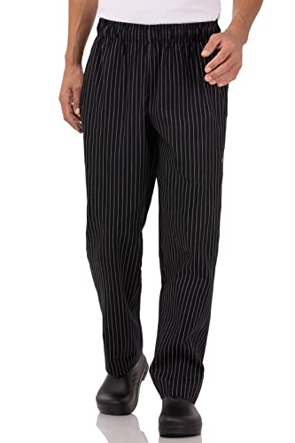 Designer Baggy Chef Pants, Black Chalk Stripe, X-Large