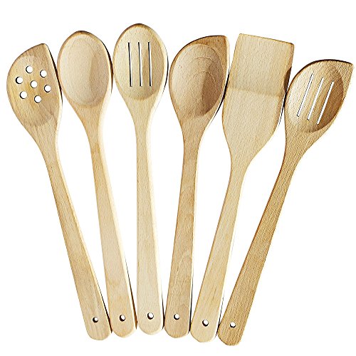 6-Piece Set of Healthy Wooden Cooking Utensils