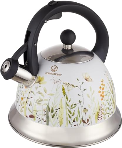 ZEPHYRWARE 3.0 Quart Whistling Tea Kettle - Plant Pattern