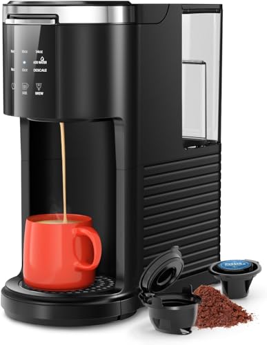 Kismile 2-in-1 Single Serve Coffee Maker, Brew Sizes