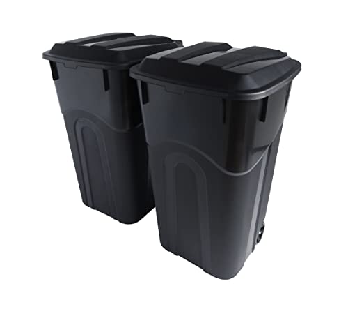 2 Pack Wheeled Outdoor Garbage Can with Lock Lid