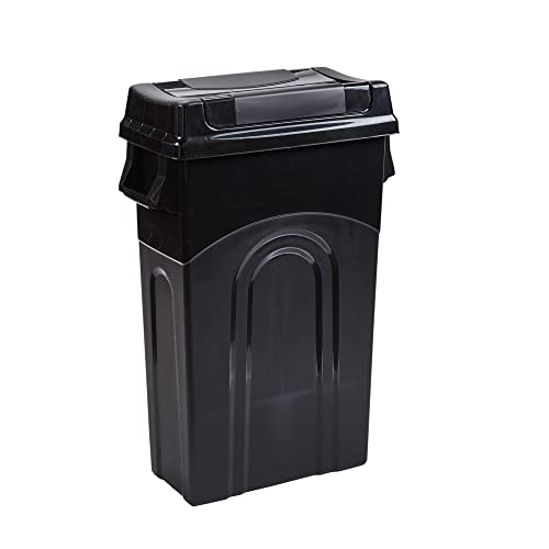 Highboy Swing Lid Waste Container, 23 Gallon, Black