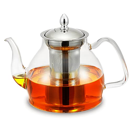 Glass Teapot with Stainless Steel Infuser, 40oz