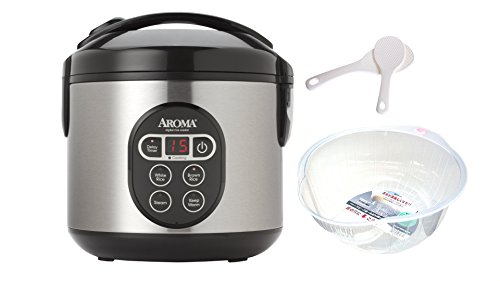 AROMA 2Qt Stainless Steel Rice Cooker & Steamer