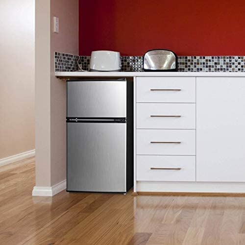 Arctic King Mini Fridge with Freezer, Stainless Steel